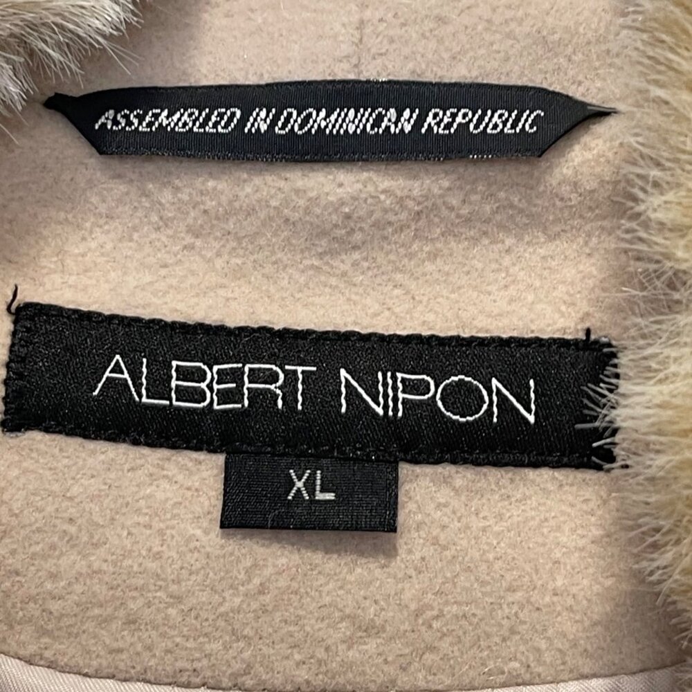Albert Nipon XL Beige Wool Blend Coat Mink Faux F… - image 3